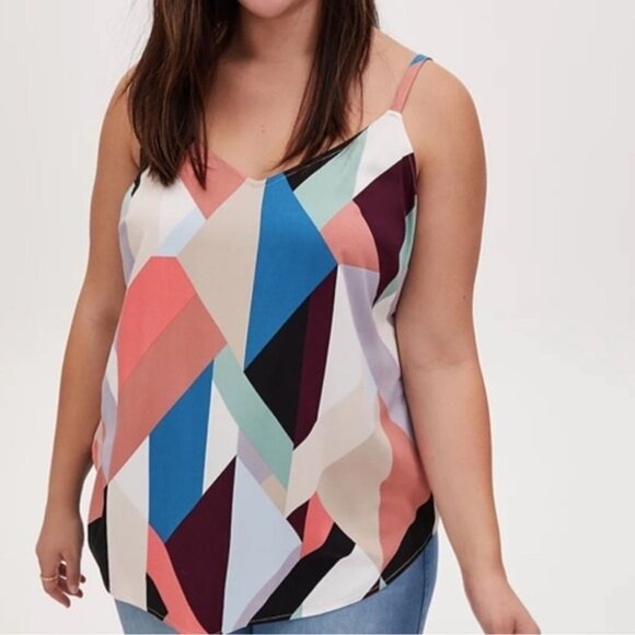 Torrid Ava Multi Geo Challis Color Block Tank Top Women's Plus 0X - Picture 1 of 8